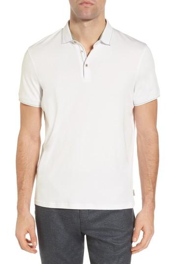 Men's Ted Baker London Pug Trim Fit Stripe Polo (s) - White