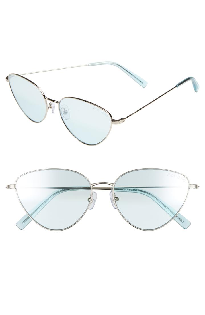 Women's Vedi Vero 58mm Cat Eye Sunglasses - Shiny Silver