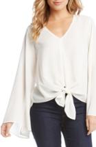 Women's Karen Kane Bell Sleeve Tie Front Top - White