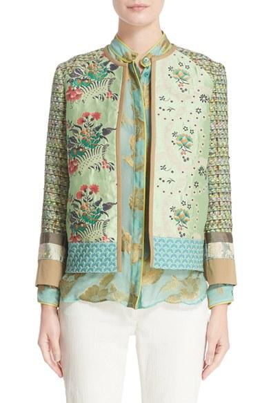 Women's Etro Peony Mixed Media Jacket