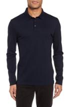 Men's Boss Pleins Slim Fit Long Sleeve Polo - Blue