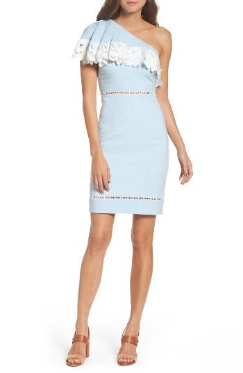 Women's Badgley Mischka One Shoulder Sheath Dress - Blue