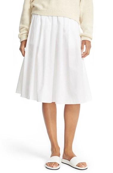 Women's Vince Multi Pleated Cotton Skirt - White