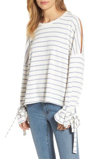 Women's Calson Cold Shoulder Tie Sleeve Tee - Ivory