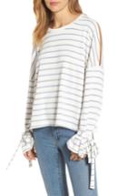 Women's Calson Cold Shoulder Tie Sleeve Tee - Ivory