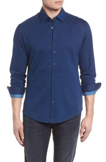 Men's Stone Rose Flame Contemporary Fit Sport Shirt (m) - Blue