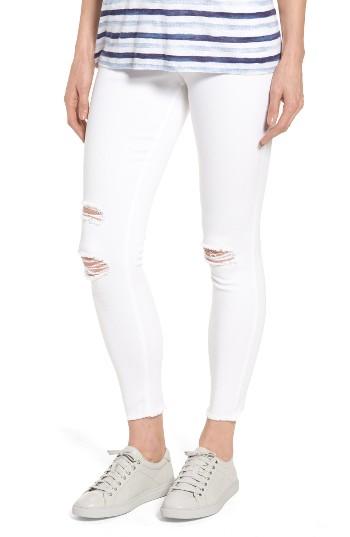 Women's Hue Ripped Denim Skimmer Leggings - White