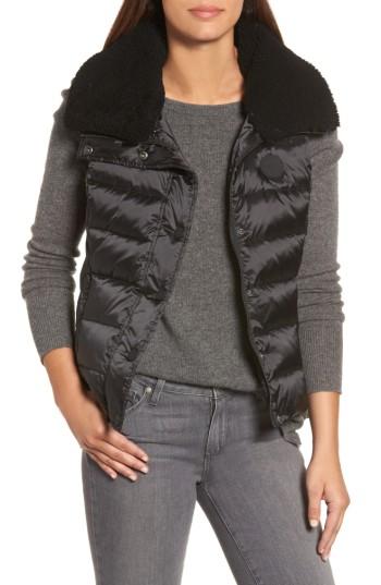 Women's Ugg Genuine Shearling Trim Down Vest - Black