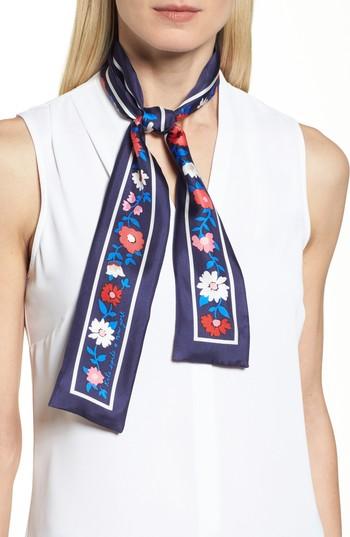 Women's Kate Spade New York Daisy Skinny Silk Scarf, Size - Blue
