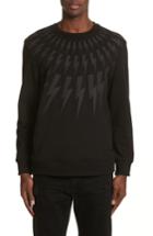 Men's Neil Barrett Fair Isle Lightning Bolt Print Sweatshirt - Black