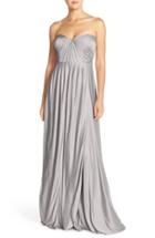 Women's Jenny Yoo 'demi' Convertible Strapless Pleat Jersey Gown - Grey