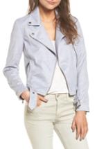 Women's Cupcakes And Cashmere Faux Suede Moto Jacket - Blue