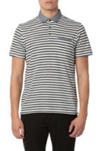 Men's Good Man Brand Trim Fit Stripe Linen Polo, Size - Blue