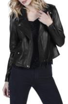 Women's Paige Danette Leather Moto Jacket - Black