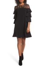 Women's Gabby Skye Tiered Sleeve Trapeze Dress - Black