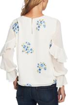 Women's Cece Embroidered Ruffle Top, Size - White