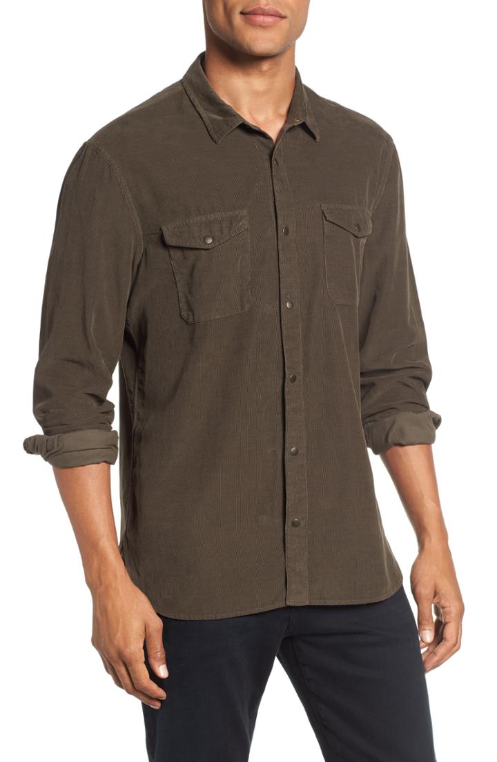 Men's John Varvatos Star Usa Corduroy Shirt, Size - Green