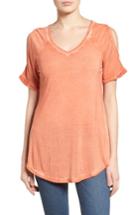 Women's Caslon Cold Shoulder V-neck Tee - Coral