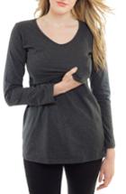Women's Nurture-elle Long Sleeve Nursing Maternity Tee - Grey