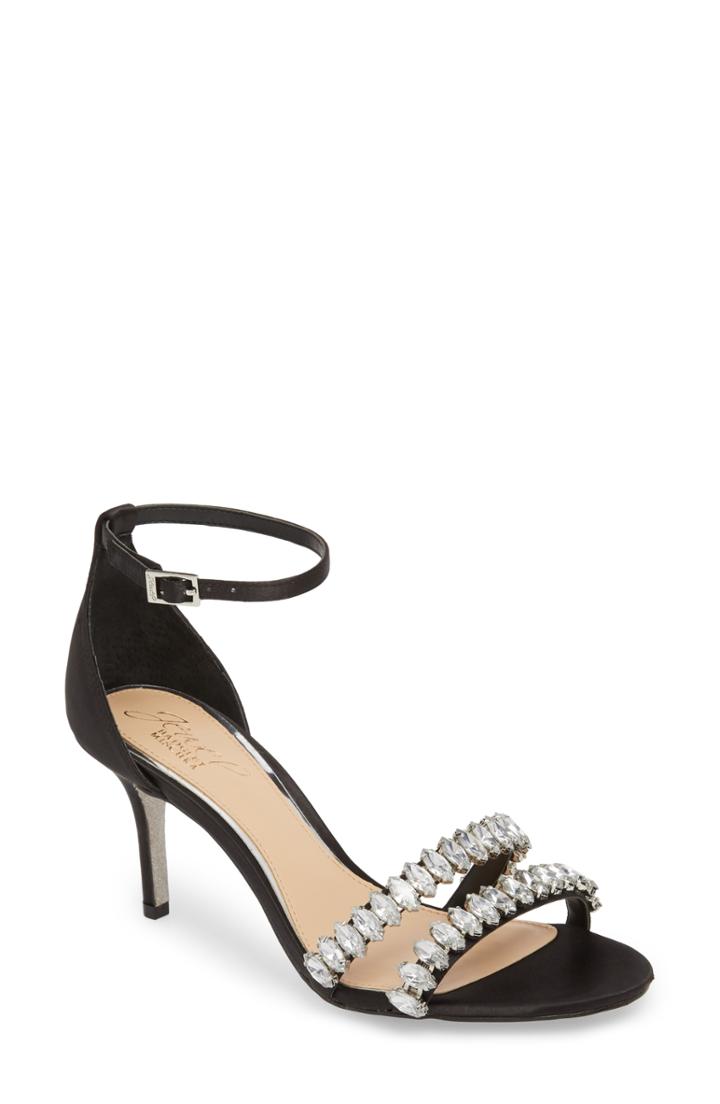 Women's Jewel Badgley Mischka Melania Crystal Embellished Ankle Strap Sandal .5 M - Black