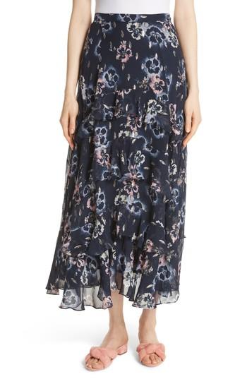 Women's Rebecca Taylor Faded Floral Midi Skirt - Blue