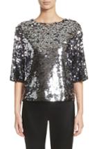 Women's St. John Collection Sequin Tulle Top, Size - Black