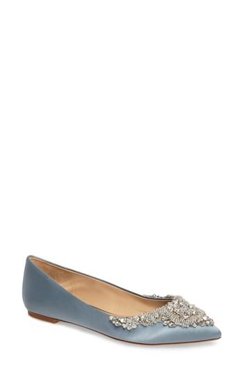 Women's Badgley Mischka Malena Embellished Flat M - Blue