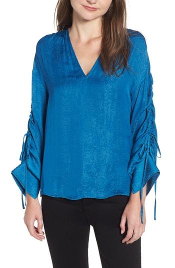 Women's Chelsea28 Shirred Tie Sleeve Top, Size - Blue/green