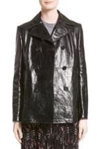 Women's Valentino Double Breasted Crackled Leather Coat