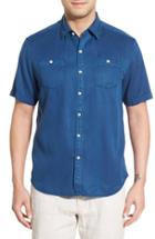 Men's Tommy Bahama 'new Twilly' Island Modern Fit Short Sleeve Twill Shirt - Blue