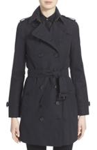 Women's Burberry London 'sandringham' Slim Trench Coat - Blue