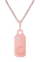 Women's Mini Mini Jewels Icons - Crescent Moon Diamond Dog Tag Necklace