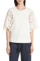 Women's See By Chloe Lace Sleeve Top - Ivory