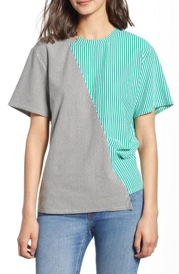 Women's Currently In Love Stripe Asymmetrical Tee - Grey