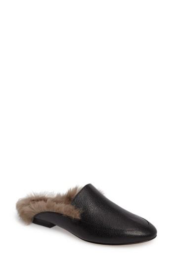 Women's Linea Paolo Asha Genuine Rabbit Fur Mule M - Black