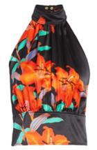 Women's Diane Von Furstenberg High Neck Open Back Silk Blouse - Black