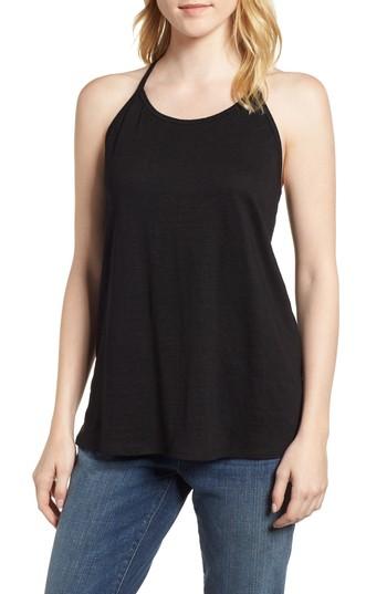 Women's Eileen Fisher Strappy Organic Linen Tank, Size - Black