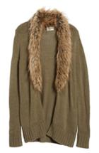 Women's Show Me Your Mumu Kenn Faux Fur Trim Cardigan - Green