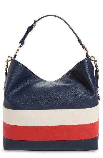 Tory Burch Stripe Duet Leather Hobo -