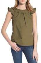 Women's J.crew Ruffle Cotton Poplin Top - Green