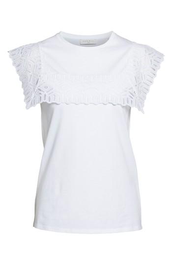 Women's Sandro Lace Trim Tee - White