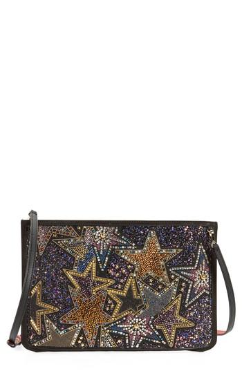 Christian Louboutin Loubiclutch Glitter Stars Leather Clutch - Black