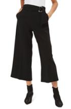 Women's Topshop Bonded Buckle Wide Leg Crop Trousers Us (fits Like 0) - Black