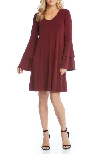 Women's Karen Kane Tiered Bell Sleeve A-line Dress - Burgundy