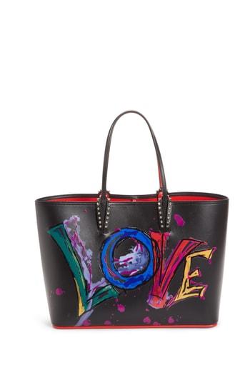 Christian Louboutin Cabata Paris Love Embellished Leather Tote - Black