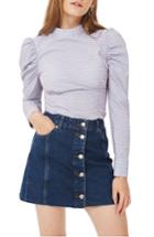 Women's Topshop Button Denim Miniskirt Us (fits Like 6-8) - Blue