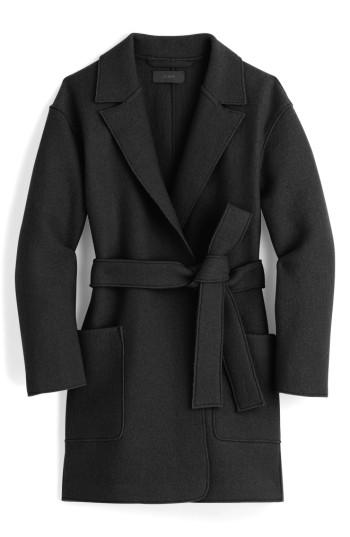 Women's J.crew Sabrina Boiled Wool Wrap Coat - Black