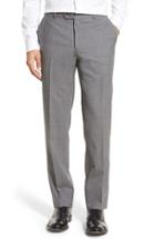 Men's Pal Zileri Flat Front Solid Wool Trousers