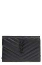 Women's Saint Laurent Quilted Leather Wallet On A Chain -