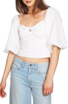 Women's 1.state Puff Sleeve Crop Top, Size - Ivory